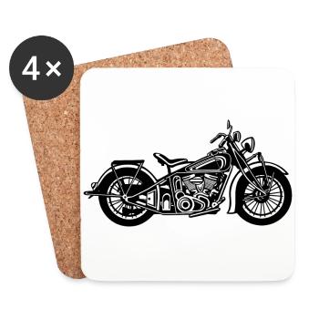 Chopper / Bobber Motorcycle 03_black - Coasters (set of 4) - white - Front