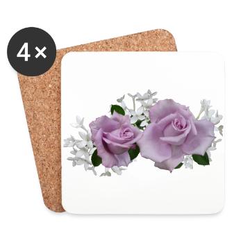 flowers lilies tulips orchids sunflower dahlia ger - Coasters (set of 4) - white - Front