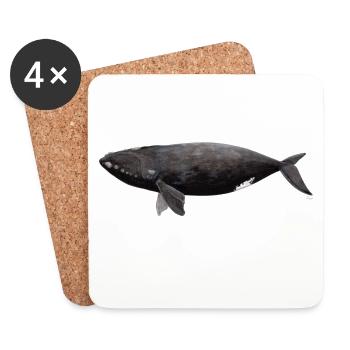 baleine - Balaena glacialis - baleine noire - Dessous de verre (lot de 4) - blanc - Devant