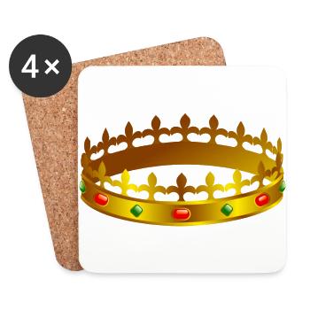 krone crown koenig king castle schloss tower burg1 - Untersetzer (4er-Set) - Weiß - Vorne