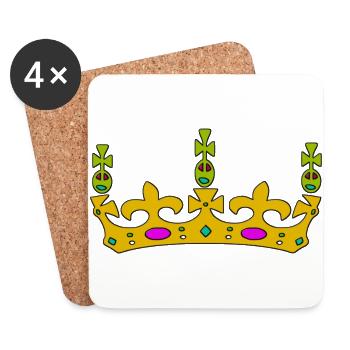 krone crown koenig king castle schloss tower burg1 - Untersetzer (4er-Set) - Weiß - Vorne