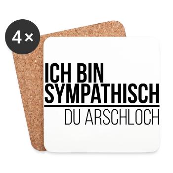 ich bin sympathisch du Arschloch - Untersetzer (4er-Set) - Weiß - Vorne