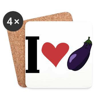 I love eggplant - Coasters (set of 4) - white - Front