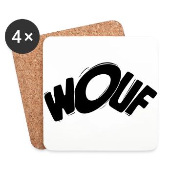 Wouf Wuff Wuff Chien chien aboiement de chien cadeau - Dessous de verre (lot de 4) - blanc - Devant
