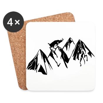 Montagne chèvre randonnée sommet cadeau idée cadeau - Dessous de verre (lot de 4) - blanc - Devant