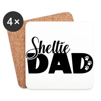 Sheltie Shetland papa chien papa dit - Dessous de verre (lot de 4) - blanc - Devant