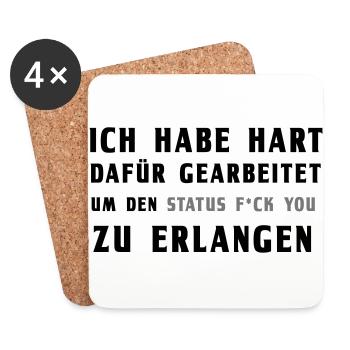 Fuck you status | Harte arbeit | Hart | Macht - Untersetzer (4er-Set) - Weiß - Vorne