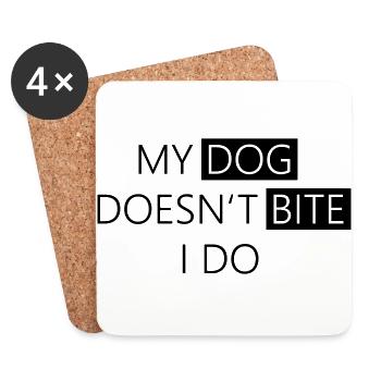 Drôle de chien shirt - Mon chien ne mord pas - Dessous de verre (lot de 4) - blanc - Devant