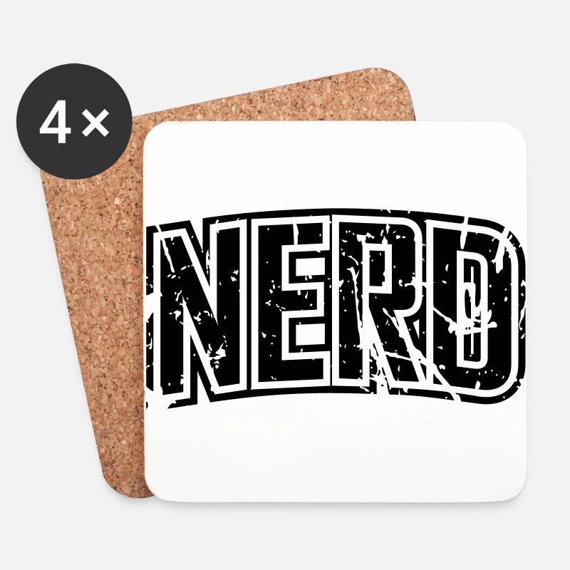 Nerd Vintage distressed Schriftzug - Untersetzer (4er-Set) - Weiß