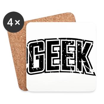 lettrage détresse cru geek - Dessous de verre (lot de 4) - blanc - Devant