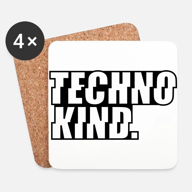 Technokind Rave Festivals Techno Party Afterhours - Untersetzer (4er-Set) - Weiß