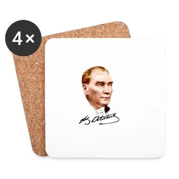 Mustafa kemal Atatürk mit seiner Unterschrift - Untersetzer (4er-Set) - Weiß - Vorne