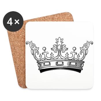 Krone König Prinzessin vintage gezeichnet - Untersetzer (4er-Set) - Weiß - Vorne