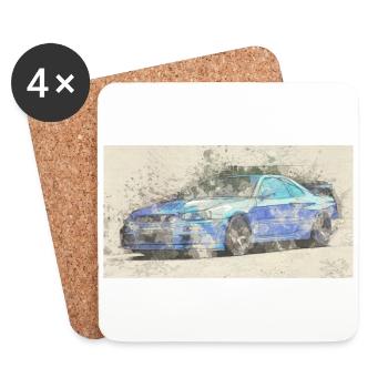 GTR R34 watercolors - Untersetzer (4er-Set) - Weiß - Vorne