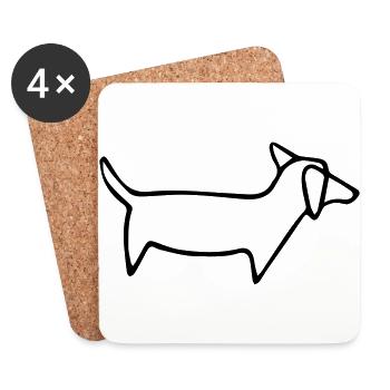 Dachshund minimalism drawing - Coasters (set of 4) - white - Front