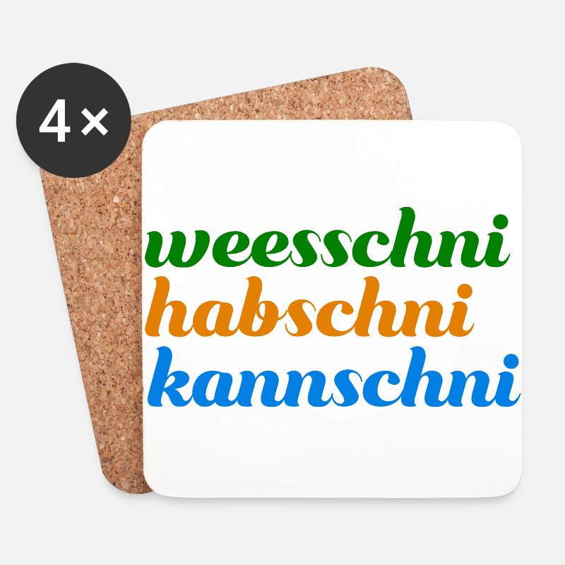 weesschni habschni kannschni Typisch sächsisch - Untersetzer (4er-Set) - Weiß