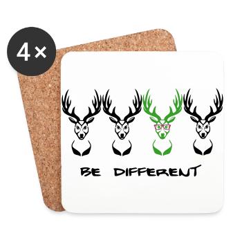Be different! Un cerf Nerd Geek 3c - Dessous de verre (lot de 4) - blanc - Devant