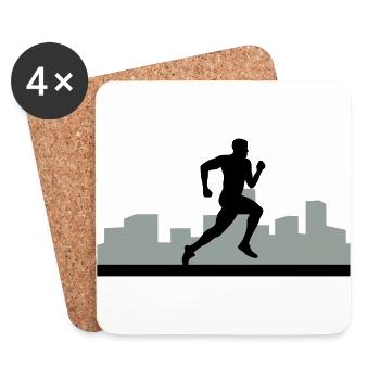 man running, run, city run - Coasters (set of 4) - white - Front