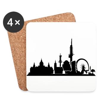 Hannover // Skyline // Silhouette // Skylineshirt - Untersetzer (4er-Set) - Weiß - Vorne