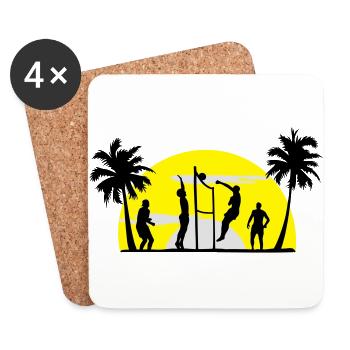 Volley-ball, Beach-volley, Beach Volleyball - Dessous de verre (lot de 4) - blanc - Devant