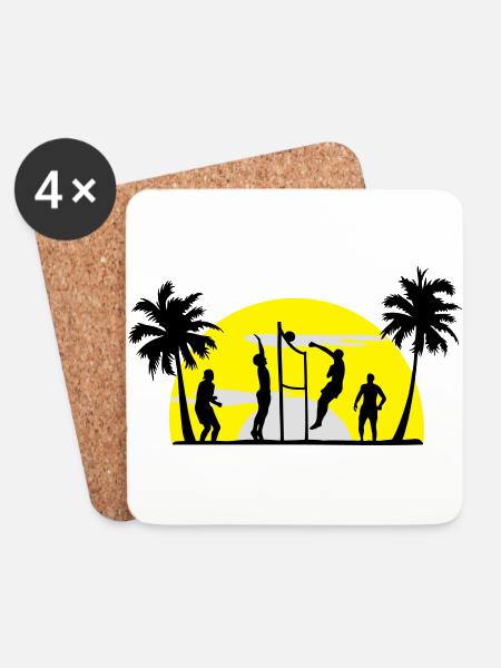 beach volleyball, volleyball - Coasters (set of 4) - white