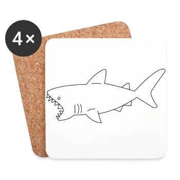 Requin - Dessous de verre (lot de 4) - blanc - Devant