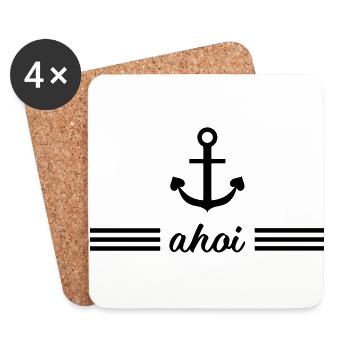 Ahoi Anker - ahoy anchor mit Herz - Untersetzer (4er-Set) - Weiß - Vorne