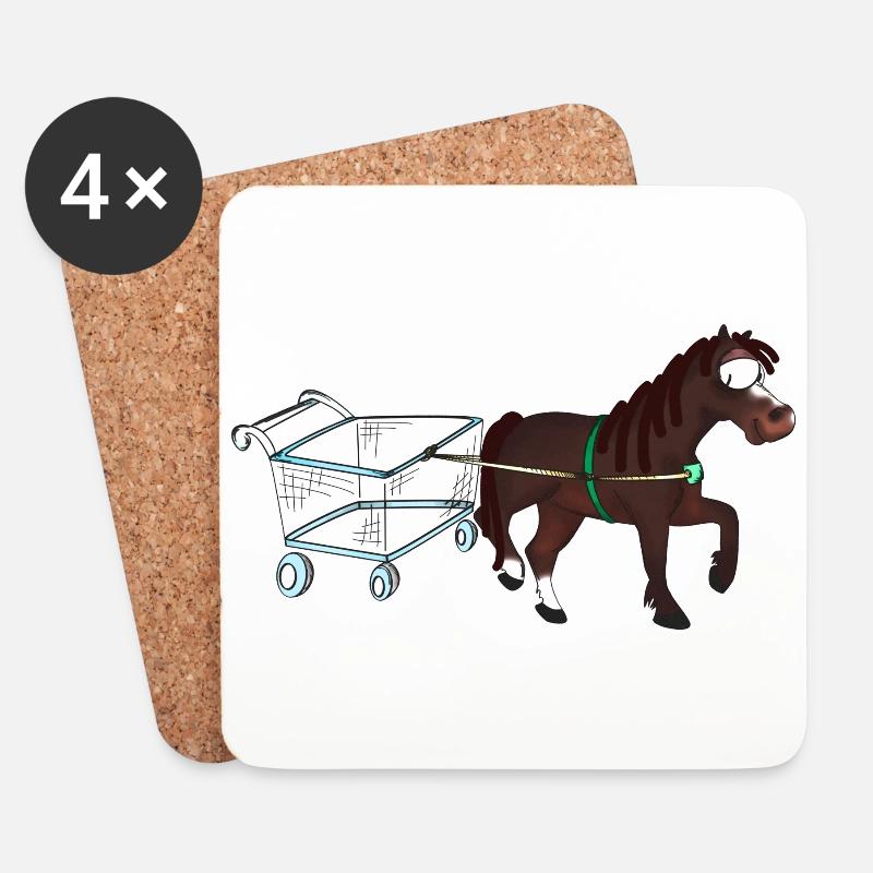 Shopping Pony - Untersetzer (4er-Set) - Weiß