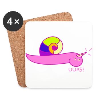 Schnecke als Einhorn - Untersetzer (4er-Set) - Weiß - Vorne