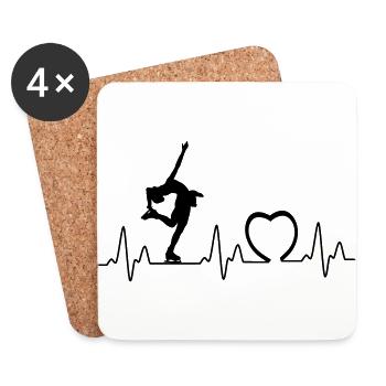 Heartbeat with heart eis2 - Coasters (set of 4) - white - Front