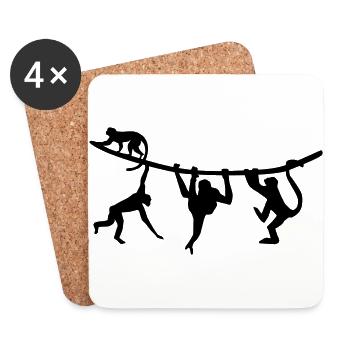 climbing monkeys - monkey - Coasters (set of 4) - white - Front