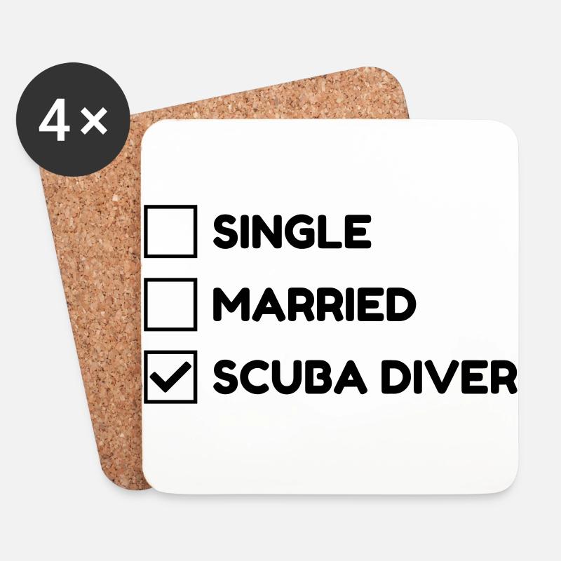 Tauchen / Taucher / Diving / Scuba Diving - Untersetzer (4er-Set) - Weiß