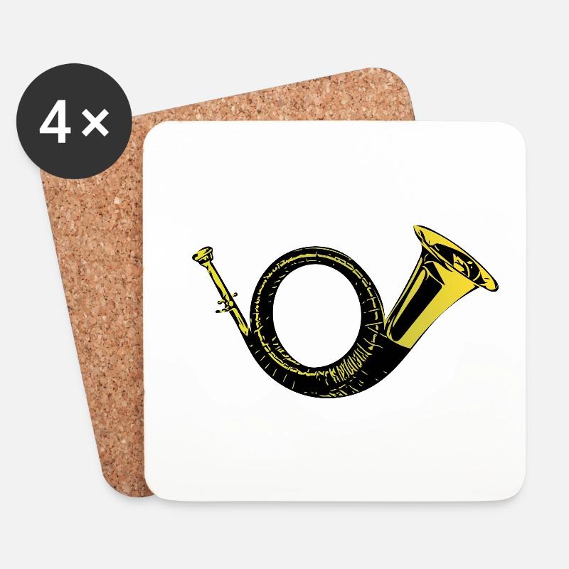 Jagdhorn - Untersetzer (4er-Set) - Weiß