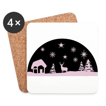 Winter, Weihnachten - Untersetzer (4er-Set) - Weiß - Vorne