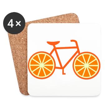 Vélo orange - Dessous de verre (lot de 4) - blanc - Devant