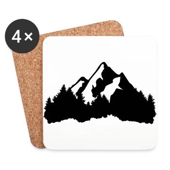 Berge und Wald - Untersetzer (4er-Set) - Weiß - Vorne