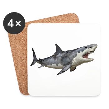 Great white shark on the hunt - Coasters (set of 4) - white - Front