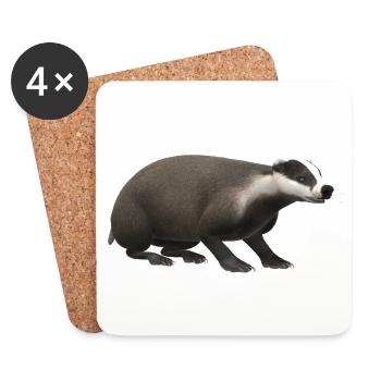 3D Dachs - Untersetzer (4er-Set) - Weiß - Vorne