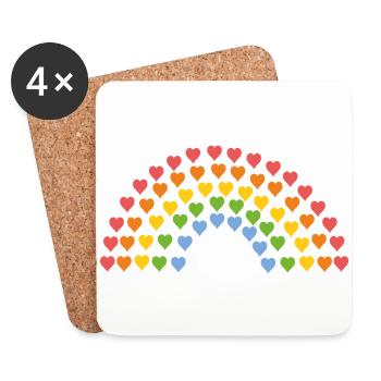 Arc-en-ciel de cœur - Dessous de verre (lot de 4) - blanc - Devant