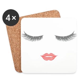 Extravagantes Wimpern und Lippen Design - Untersetzer (4er-Set) - Weiß - Vorne