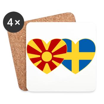 Mazedonien Schweden Flagge Herz - Untersetzer (4er-Set) - Weiß - Vorne