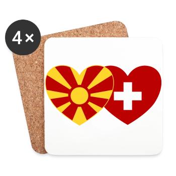 Macedonia Switzerland Flag Heart - Coasters (set of 4) - white - Front