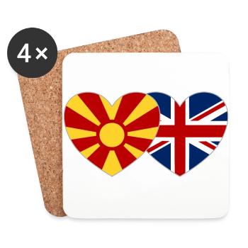 Macedonia England Flag Heart - Coasters (set of 4) - white - Front