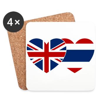 England Thailand Flag Heart - Coasters (set of 4) - white - Front