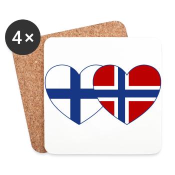 Finlande Norvège Flag Coeur - Dessous de verre (lot de 4) - blanc - Devant