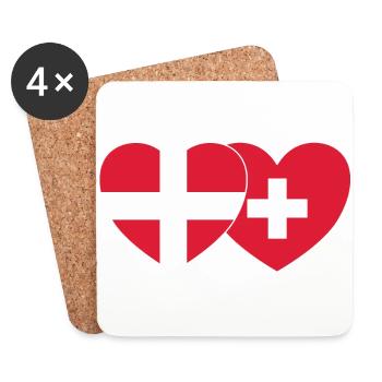 Dänemark Schweiz Flagge Herz - Untersetzer (4er-Set) - Weiß - Vorne