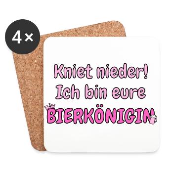 Kniet nieder! Ich bin eure Bierkönigin - Untersetzer (4er-Set) - Weiß - Vorne