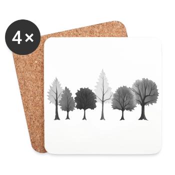 Wald Bäume schwarzweiss - Untersetzer (4er-Set) - Weiß - Vorne