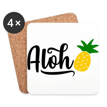 Aloha Ananas - Untersetzer (4er-Set) - Weiß - Vorne