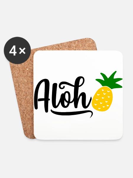 Aloha Pineapple - Coasters (set of 4) - white